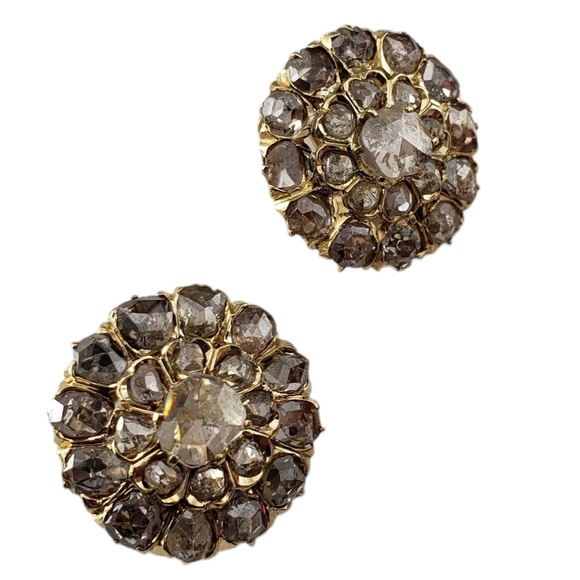 14 Karat Yellow Gold and Rose Cut Diamond Clip-On Earrings #20108 - Picture 2 of 8